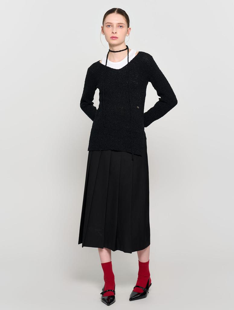 GENERALIDEA Scarf Layered V-Neck Pullover [Black] / Wbd3L05516