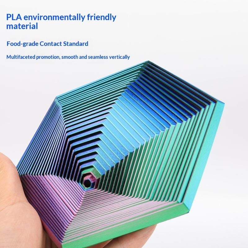 Umweltfreundliches PLA Sechseckiges Fidget Spiralspielzeug Farbverlauf Stressabbau Perfekt für Zuhause Büro Schreibtisch Spiel für Kinder Erwachsene