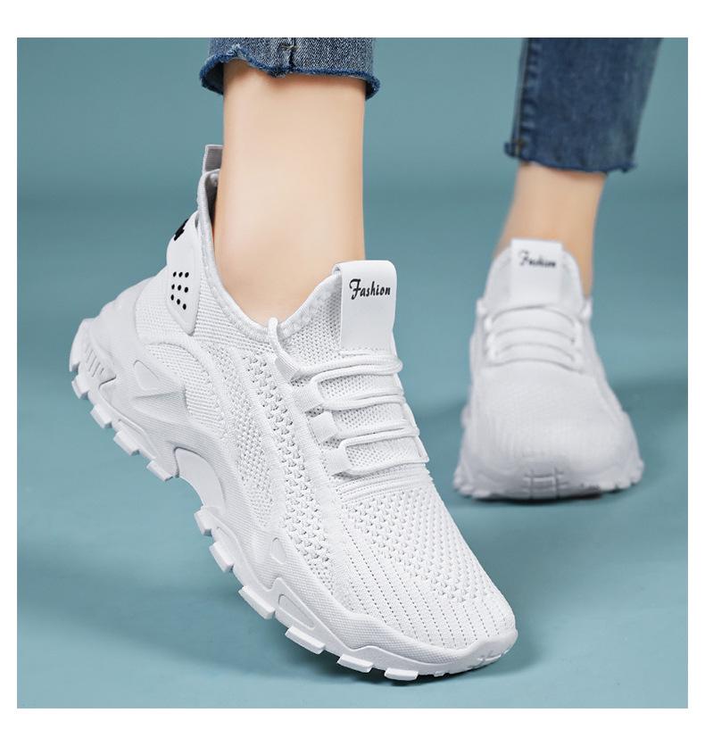 Women's Plus Size Breathable Flyknit Sneakers - Lightweight Mesh, Low-Cut, Comfortable Style 43