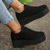 Fashion Plus Size Chunky Heel Sneakers Women Spring Autumn Lace Up Black Sneakers Woman Faux Suede Platform Vulcanize Shoes Female