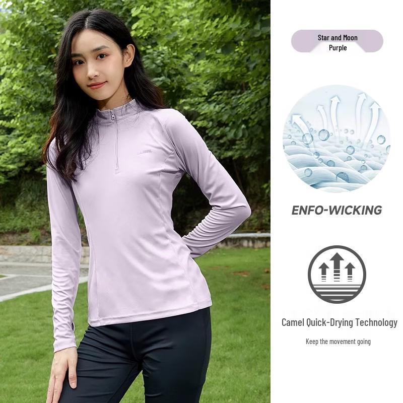 Camel Women s Stand-Collar Long Sleeve Performance T-Shirt M