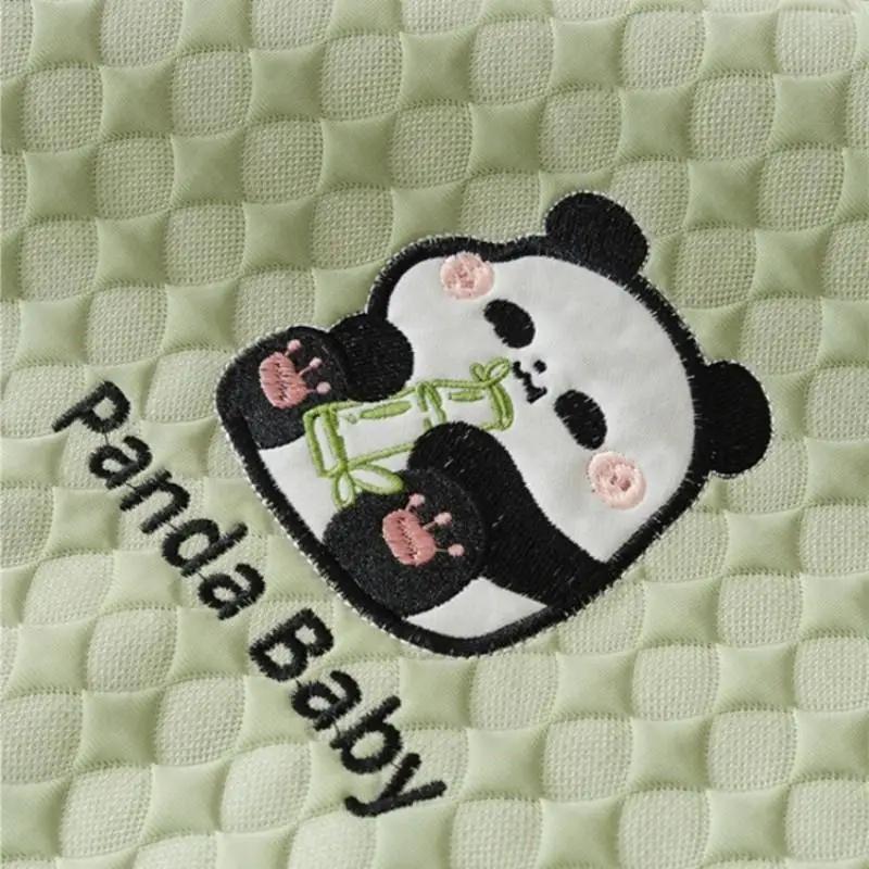1pcs Cute Cartoon Panda Pattern Sofa Mat Summer Ice Silk Cool Non-slip Couch Cushion Living Room Furniture Protector Cover