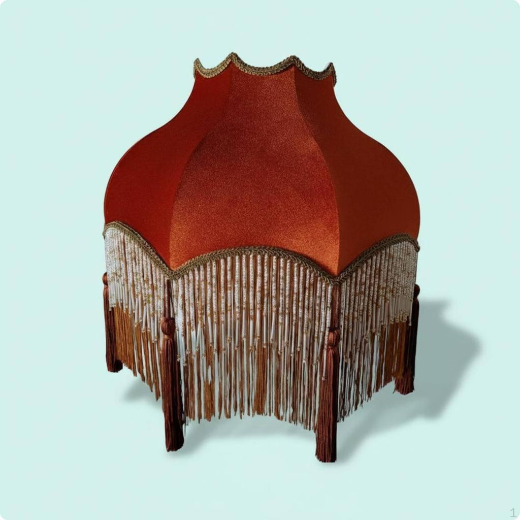 Floor Lamp Shade Rustic Elegance Velvet Lampshade Beaded Trim Tassel for Study, Living