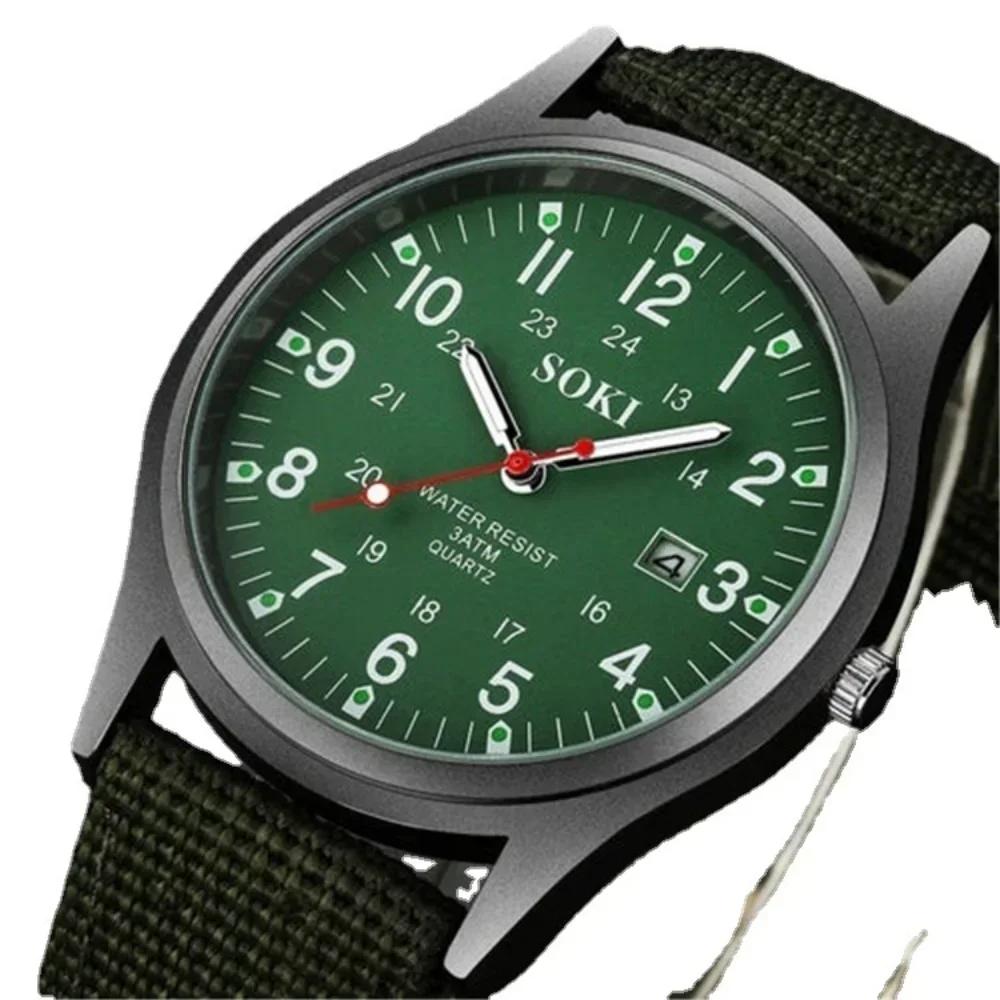 Fashion Mens Watches Luminous Hands Clock Luxury Military Sports Calendar Quartz Wristwatch Men Casual Nylon Womens Watch