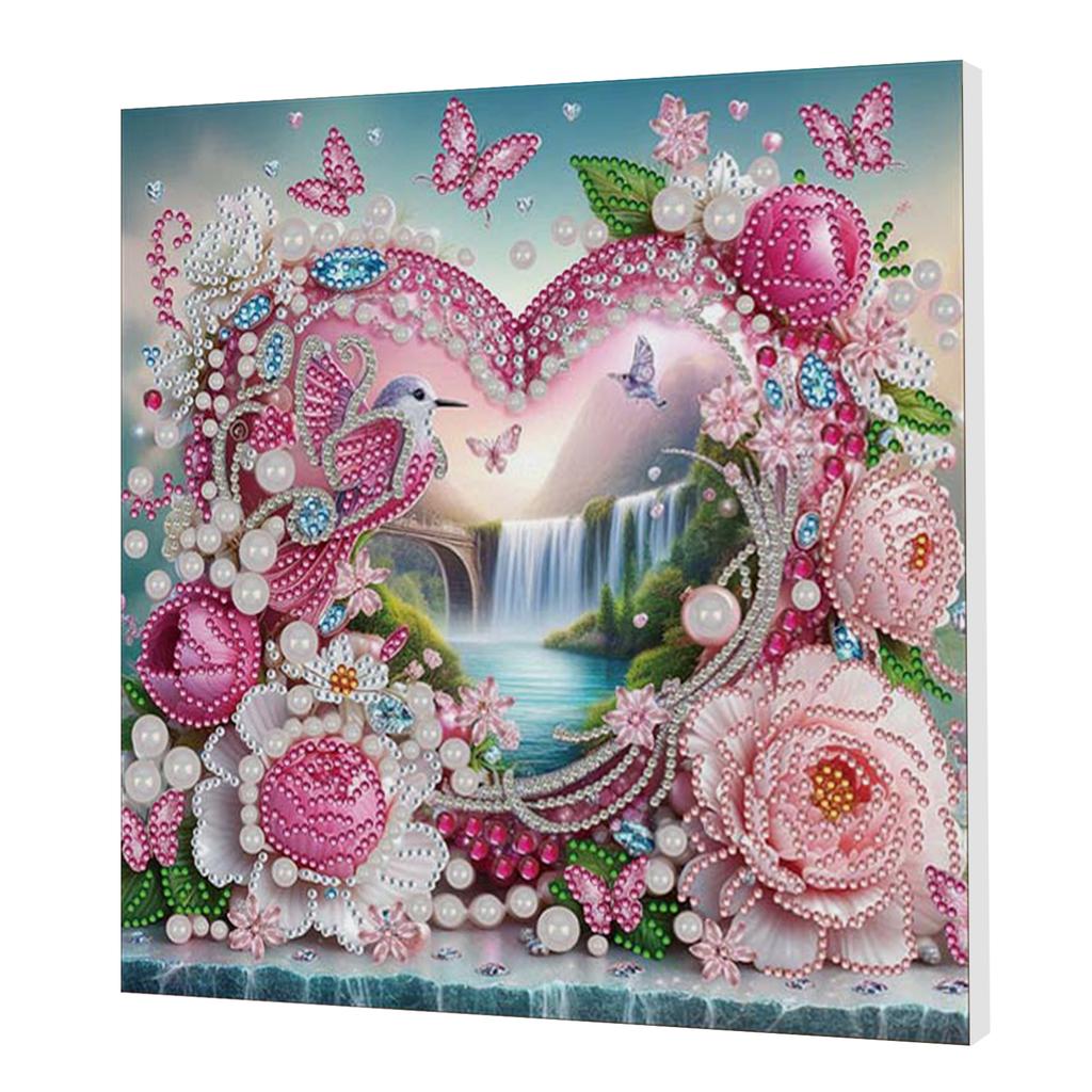 DIY Special Shape Drill Art Craft Pearl Diamond Painting with Frame 25x25cm Pearl Art Painting Set for Adults Home Wall Decor