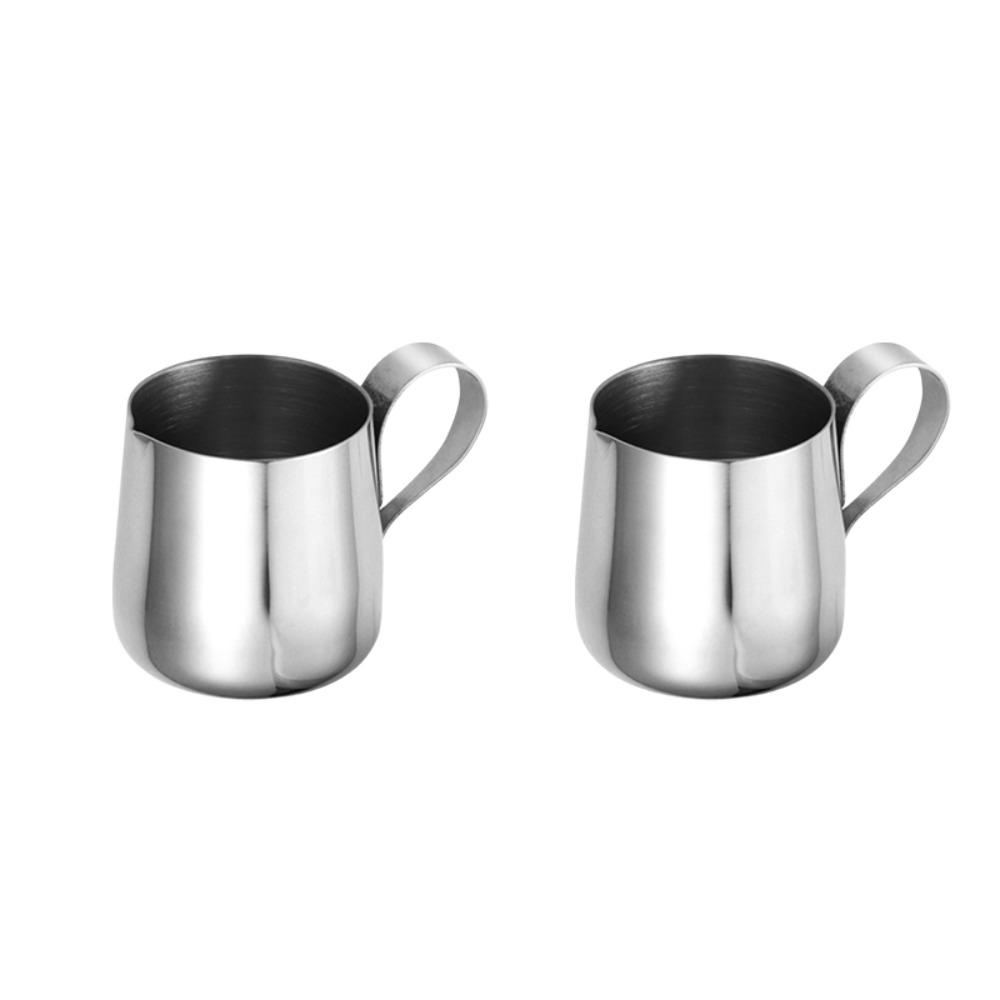 2 Piece Pointed Mouth Mini Milk Jug 12/30 ML Cafe Milk Jigger Cute Latte Milk Cup Honey 12.5 ML серебряный