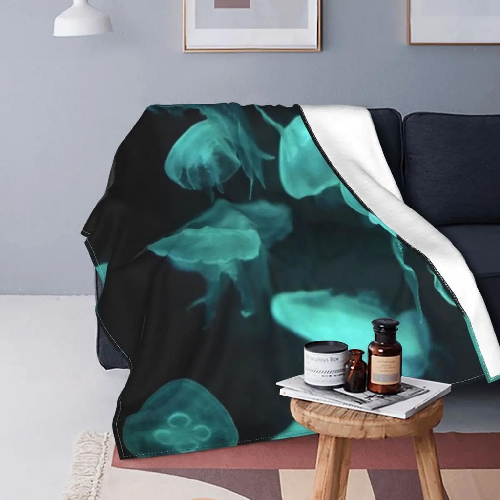 Undersea Blanket,Magic Glowing Jellyfish Underwater Blanket Soft Warm Blankets for Bed Couch Sofa Lightweight Travelling Camping