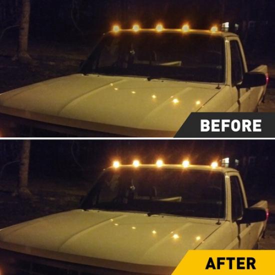 5x Cabs Roof Light Marker Amber Covers W/ Housing Base For Ford 73-97 Super Duty
