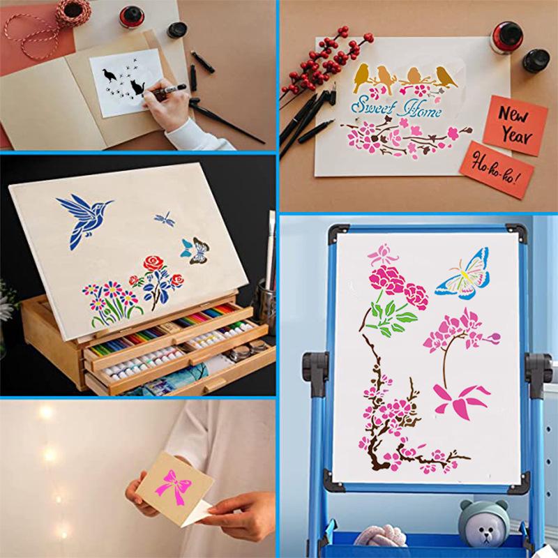 Plant and Animal Painting DIY Stencil - Flower Graffiti PET Template