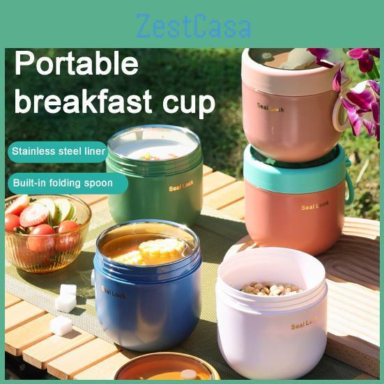 Insulated 600ml800ml With Cup Convenient Lids Spork Large Capacity Cold Retention