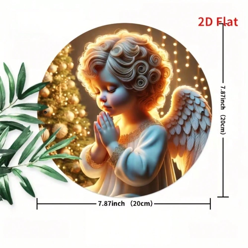 Metal Wall Art Decor Circular Flat Panel 2D Modern Home Office Room Decoration 20x20