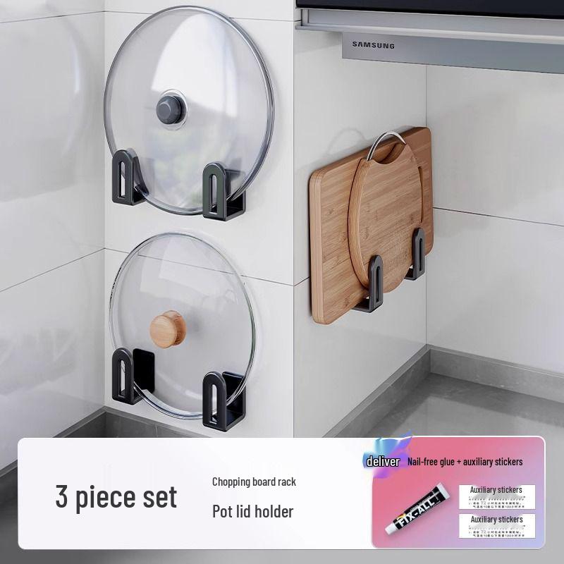 Wall-Mounted Kitchen Rack: Multi-functional Pot Lid and Cutting Board Holder