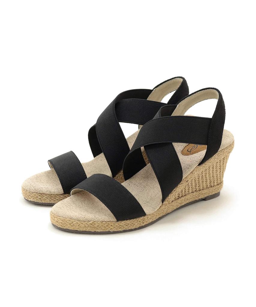 7cm heel rubber fit sandals for [Sest] women, S, black, AHS0401-BLK-S
