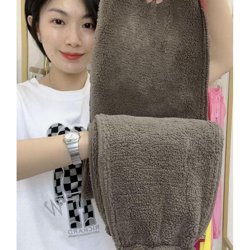 Pantaloni de sport cu puf din lână de miel de iarnă Pantaloni harem călduroși ocazional pentru jogger, căptușiți cu lână, pantaloni largi