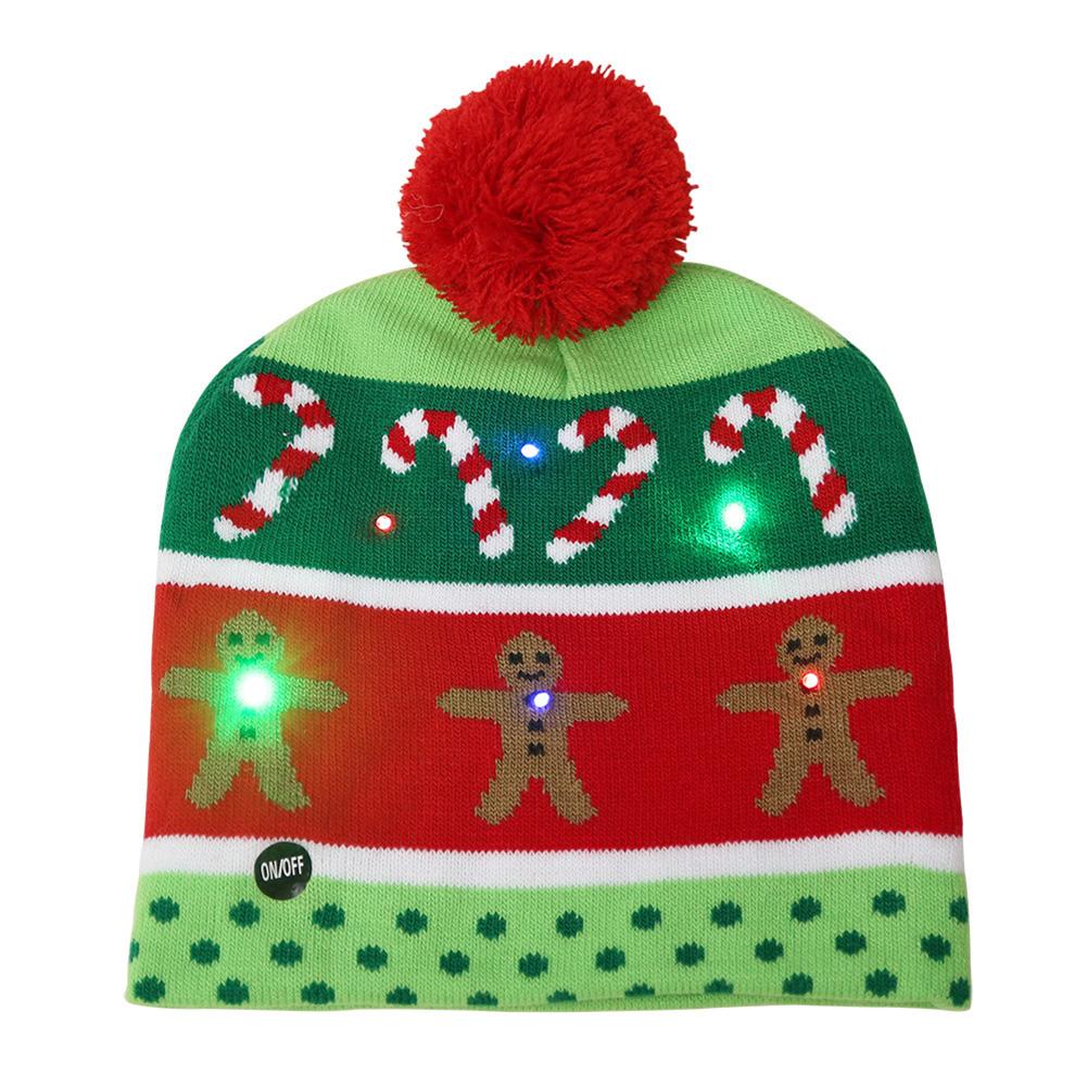 Unisex Christmas Halloween LED Lights Knitted Hat and Scarf Set Fashion Wear