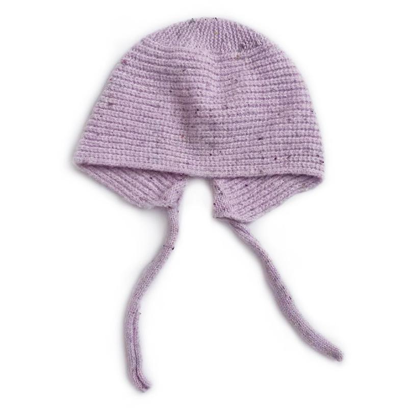 Cat Brother Kids' Polka Dot Lace-up Knit Hat with Ear Protection - Autumn/Winter Fashion for Boys and Girls