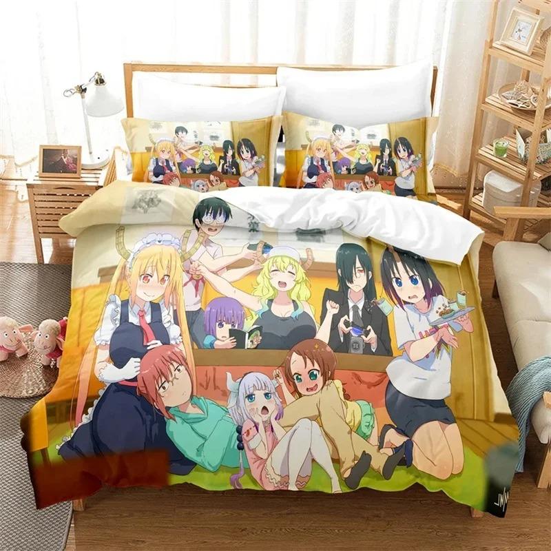 3D Printed Miss Kobayashis Dragon Maid Bedding Set Anime Kanna Duvet Cover Double Twin Full Queen King Adult Kids Quilt Cover