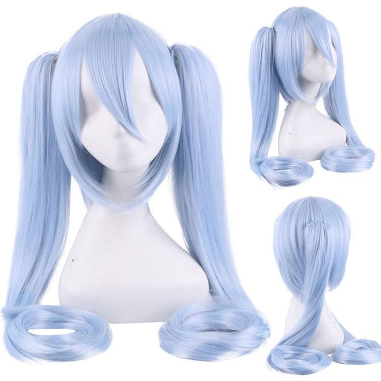 28 Colori Mi Ku Parrucca Cosplay Lunga Resistente al Calore Capelli Sintetici Code di Cavallo con Clip Feste di Halloween Parrucche + Cuffia per Parrucca Snow Mi Ku