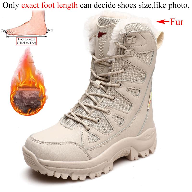 Winter Women High-Top Outdoor Plush Leather Hiking Shoes Trekking Woman Boots Mountain Sneakers Camping Tracking Treking