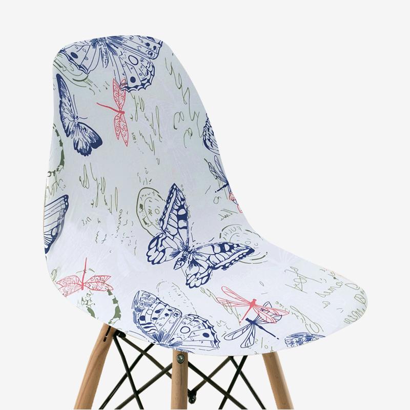 Floral Printed Shell Chair Covers Elastic Seat Cushion Cover Protector for Chairs Fitted Kitchen Living Room for Home Decor 1pc