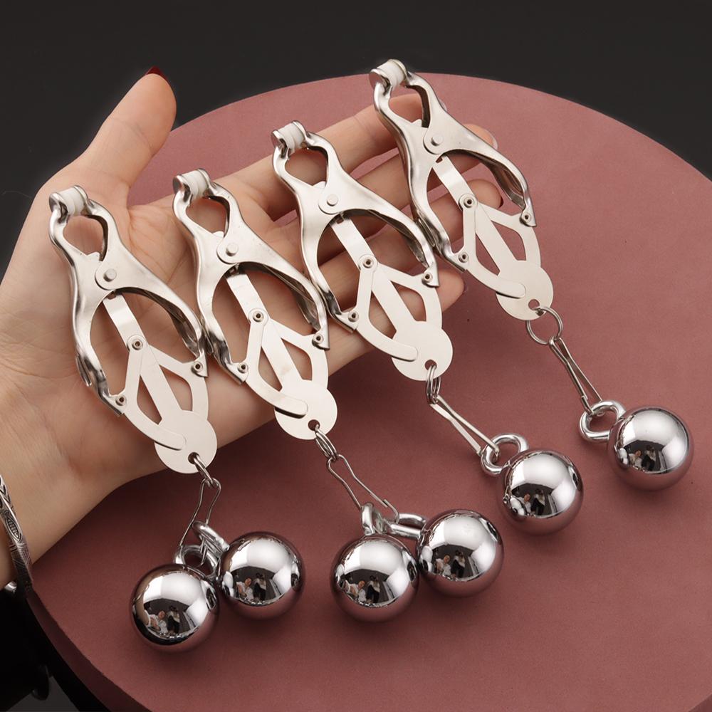 2/4 Metal Heavy Balls Nipple Clamps For Women Breast Sex Toys Bdsm Nipples Clips with Pendant Adult Games For Couples Sex