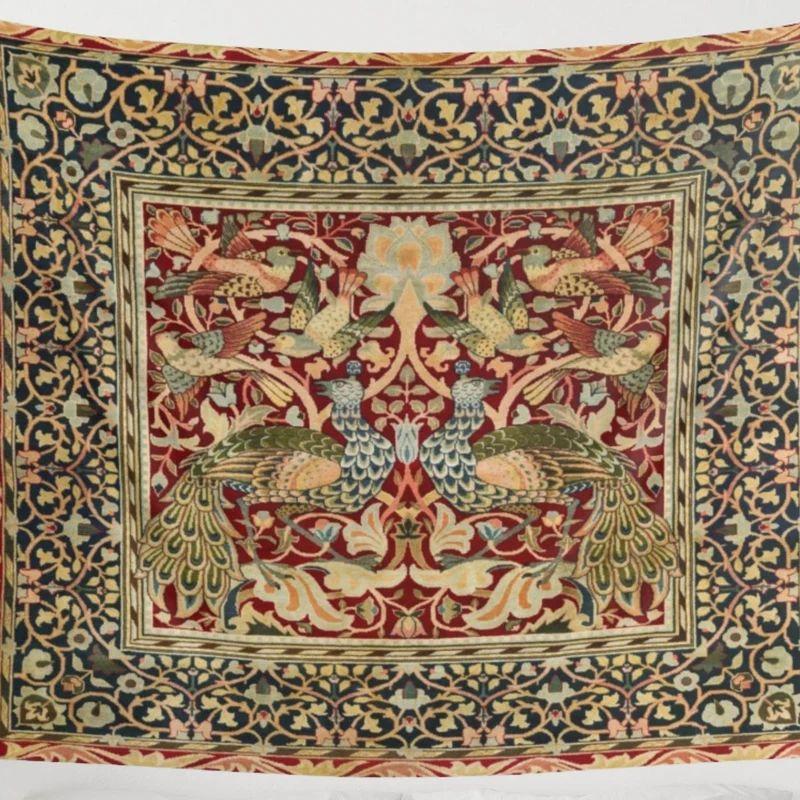 Tapestry William Morris bird peacock art 75x100 чёрный