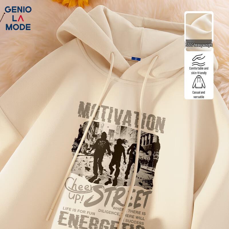 

GENIOLAMODE Men s Trendy Letter Print Hooded Sweatshirt XL