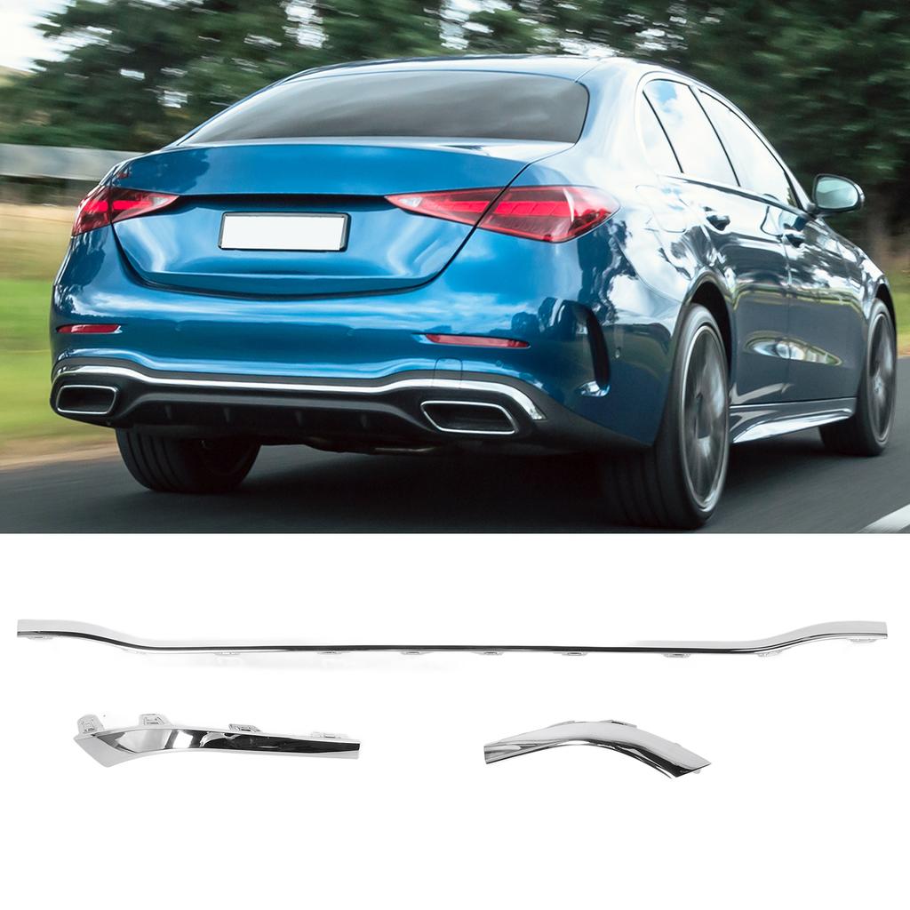 3pcs Rr Bumper Trim Strip Left Right Center Lower Bumper Cover Trim For C-Class W206   Line 2022-2024