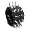 Pulseira Estilo Punk Pulseira de Couro com Tachas Espigões Pontiagudos Rebite Tachas Punho Largo Pulseira Preta Ajustável Pulseira Masculina