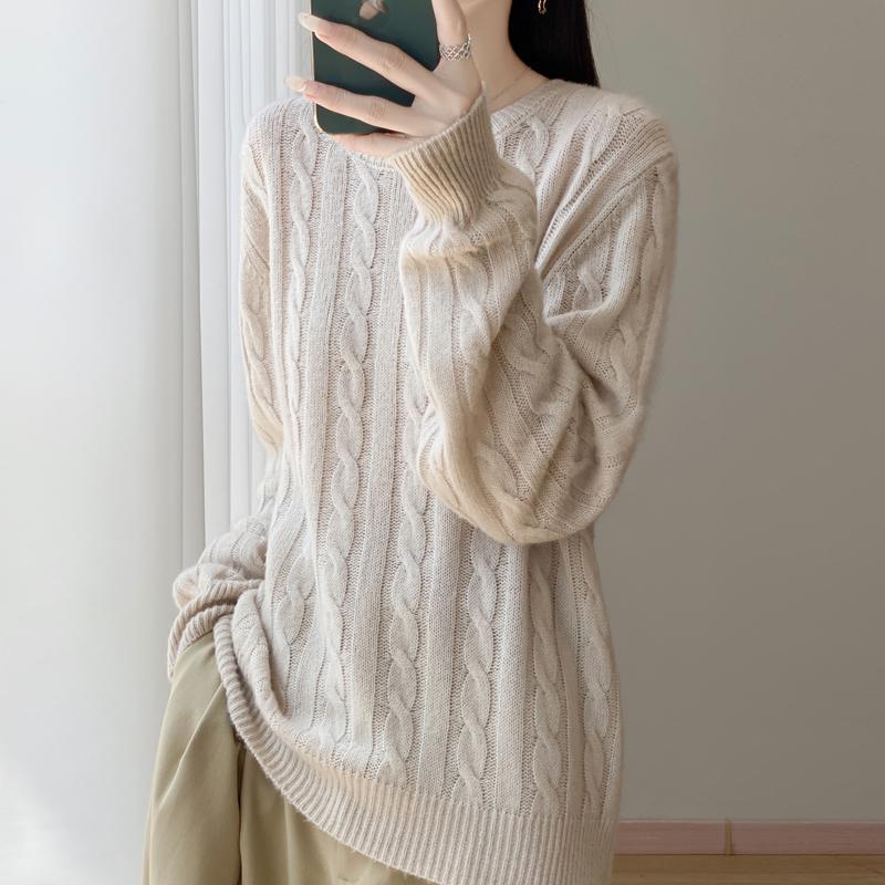 Women's cashmere sweater Qinghe cashmere 30% cashmere 70% wool autumn and winter pullover warm and fashionable
