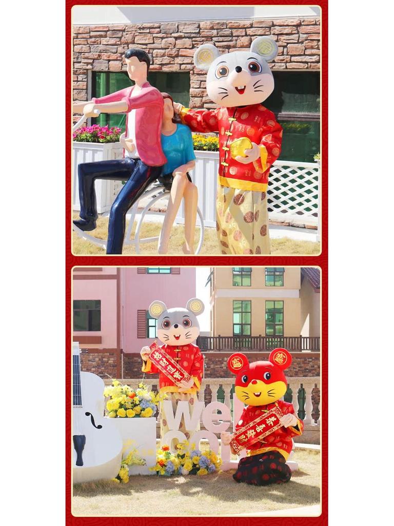 Zodiac Șobolan Zeul Bogăției Costum Mascotă pentru Anul Șobolanului - Adult Desen Animat Performanță Cosplay