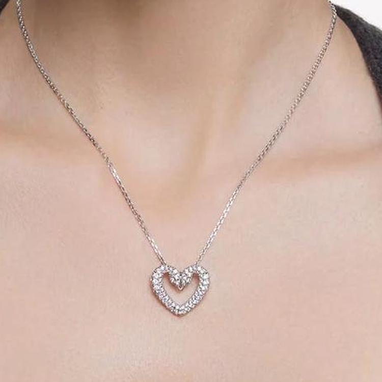 Swarovski Sublima Heart Design Alloy Rhodium Plated Imitation Crystal Necklace Unisex necklace Silver 5661504