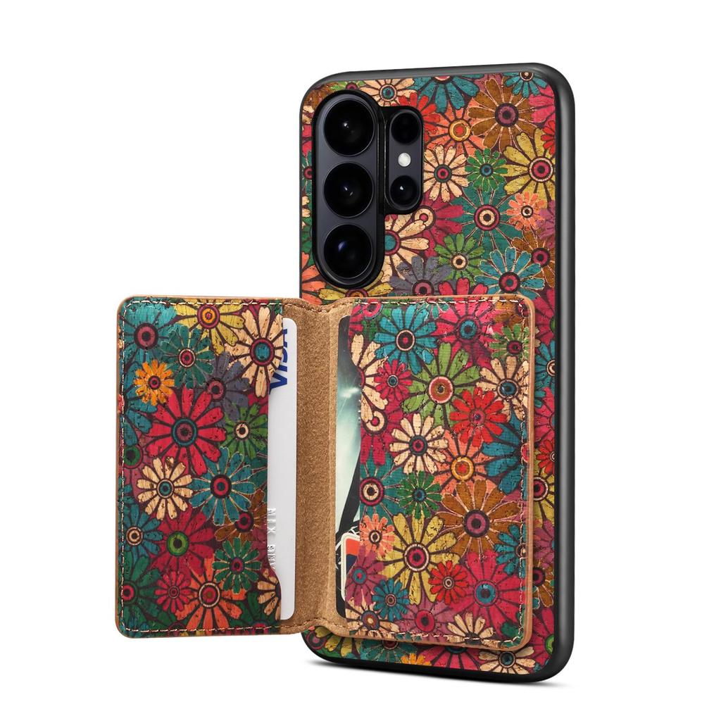 Samsung S26 Ultra Floral Magnetic Leather Case with Card Slot - Fits S23, S24 FE, S25