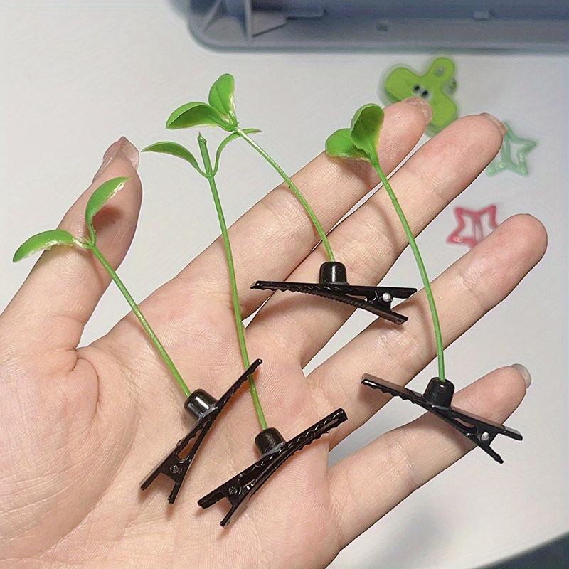 Bean Sprout Hairpin Set Cute Sweet Plastic Hair Clips with Flower Butterfly Elements for Women Font Shaped Solid Color Hair Accessories, Suitable for