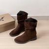 Coarse heel suede piled boots Martin boots women's boots new autumn and winter fashion versatile and thin French short boots