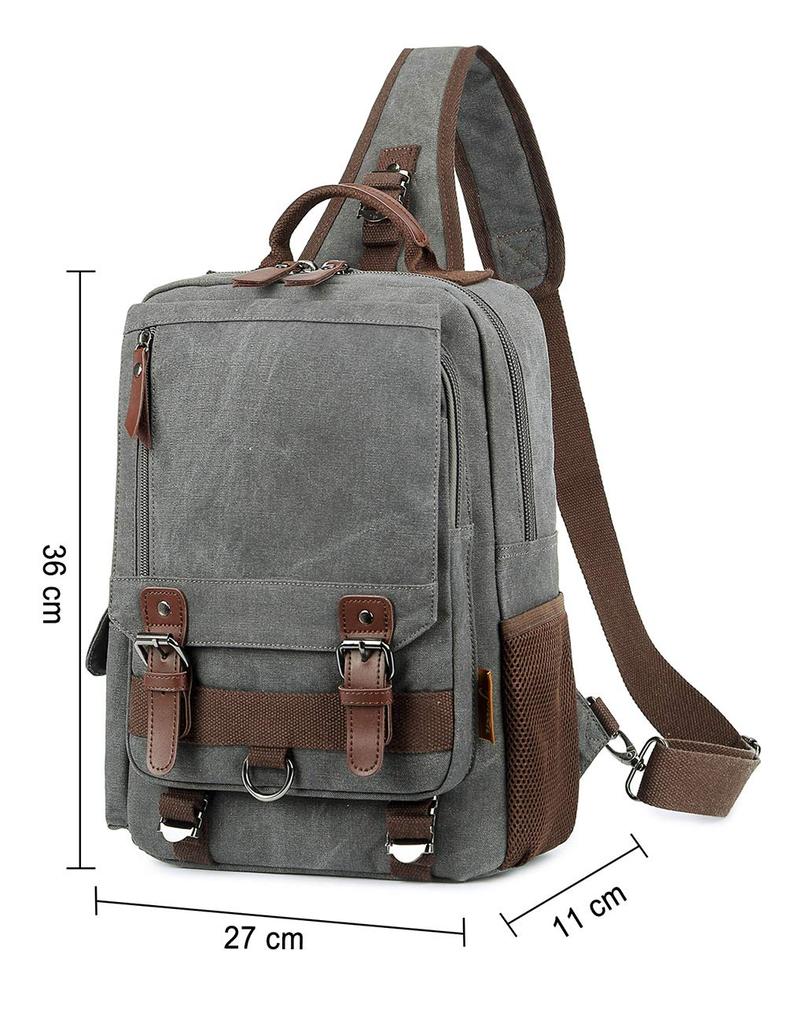 Kropp En Skulder Crossbody A4 Kompatibel med 13 Tommer [Mygreen] Veske, Veske, Veske, Oppbevaring, PC, Canvas, Pendling, Reise, Herre (L/Brun)