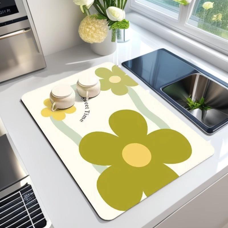 Quick-Dry Diatomaceous Earth Absorbent Mat - Non-Slip Kitchen Drain Mat & Firework Coaster for Coffee Table