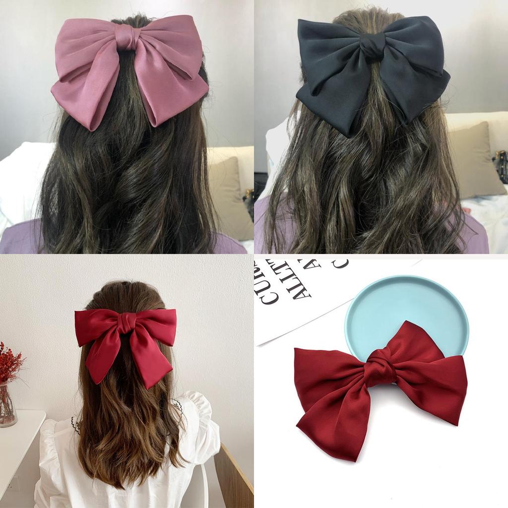 Elegant Satin Ribbon Hairpins With Big Bow For Women And Girls Accessories
