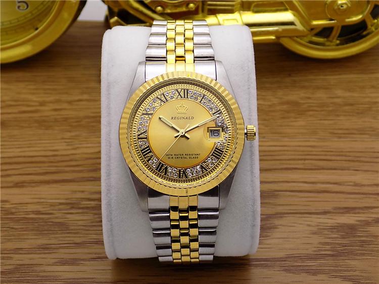 REGINALD Brand Date Waterproof Crystals Men Watch Steel Wrist Watch Business Lover's Dress Gift Watches Montre Homme Reloj
