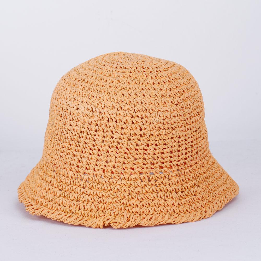 Womens Straw Sun Hat Woven Bucket Hat Fishing Hat Beach Hat Foldable Cap Solid Color Straw Beach Hat Summer