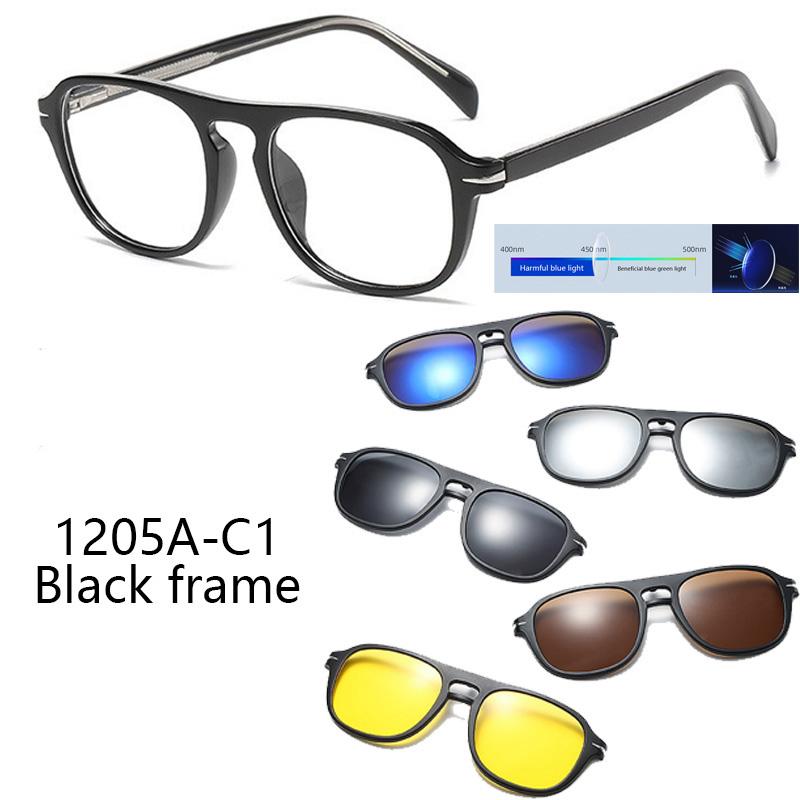 

Myopia 6 In 1 Prescription Glasses Transparent Grey -0.5 To -6.0 Retro Magnetic Clip Mirror Leg Pin Plug Core Anti Blue Light 0