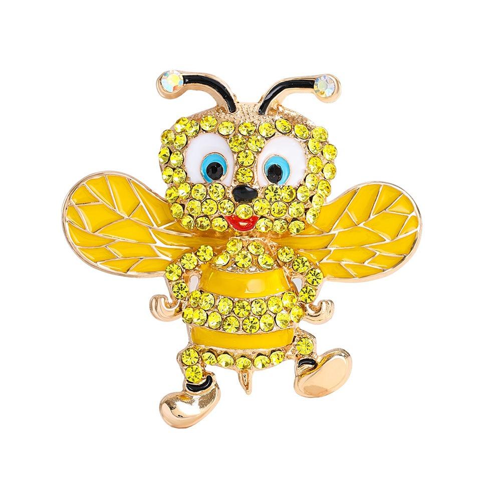 Lovely Rhinestones Bee Brooches Sparkling Vintage Enamel Brooch Pins Beautiful Metal Insects Brooches Lady Accessories