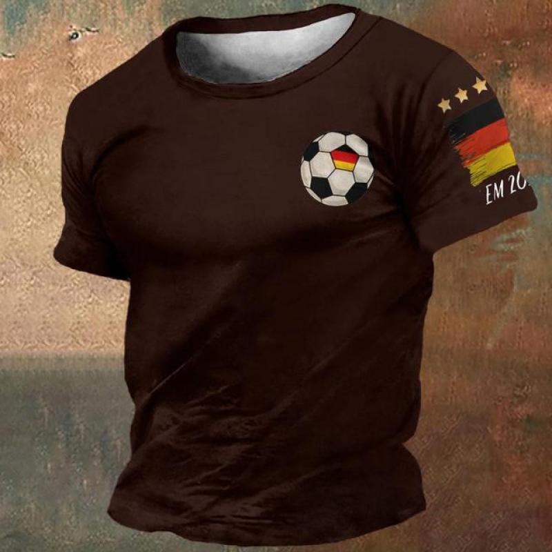 2024 Vintage T Shirt For Men Retro German Flag Graphic 3D Printed T Shirts Short Sleeve Tees O-Neck Oversized Male Clothing Tops