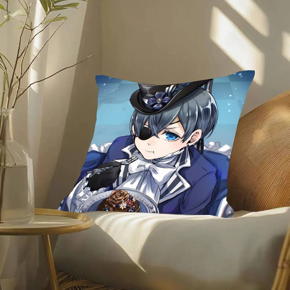 Ciel Phantomhive Anime Black Butler Pillow Case Fashion Square Pillowcase Bedroom Sofa Room Ins Decoration Leisure