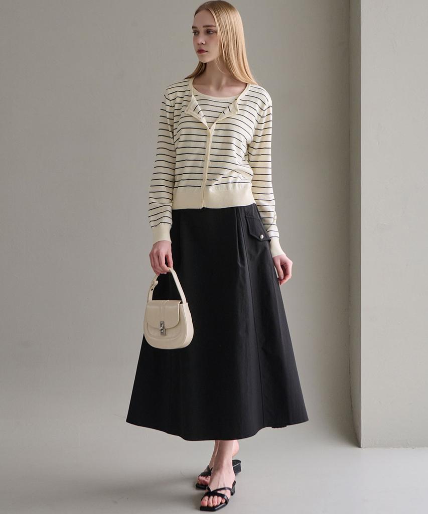 LUSIDA Rustling Pocket A-Line Skirt_2 Colors