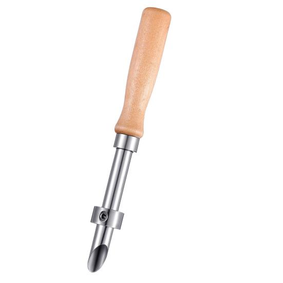 Straw Puncher for Plastic Lids Adjustable Collar Straw Hole Puncher Wooden Handle Lemonade Cup Hole Punch Tool Beverage Making Supplies