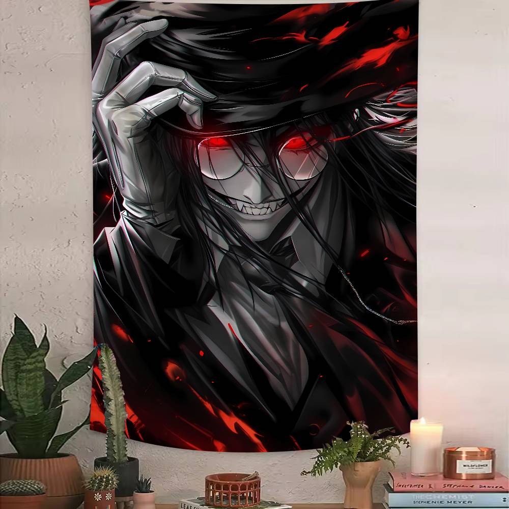 Cool Alucard Anime HHellsing Tapestry Art Printing Japanese Anime Wall Tapestry Anime Wall Hanging Home Decoration