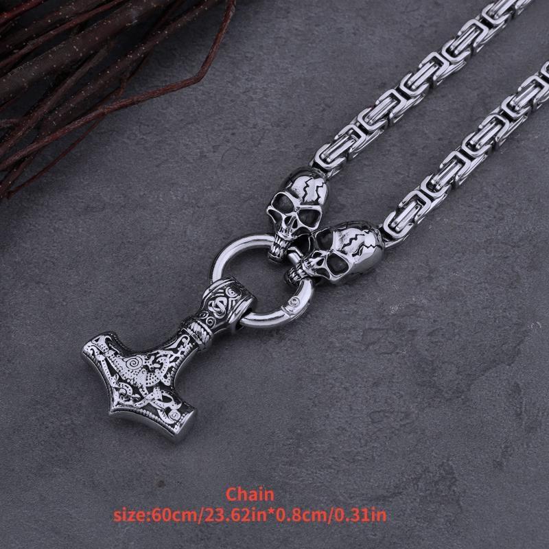 1pc Punk Men's Skeleton Hammer Pendant Necklace, Viking Men's Street Party Fashion Gift Necklace Jewelry