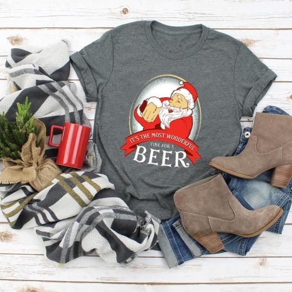Santa Claus Print Tshirt Plus Size 