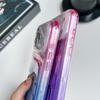 For iPhone 17 Pro Case Card Holder Gradient Color PC+TPU Phone Back Cover with Lens Film/Wrist Strap